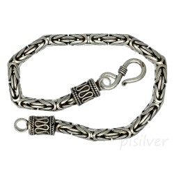 Sterling Silver 7" Antiqued Byzantine Toggle Hook Bracelet 4mm