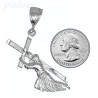 Sterling Silver Diamond-cut Jesus Christ Carrying Cross Christian Charm Pendant