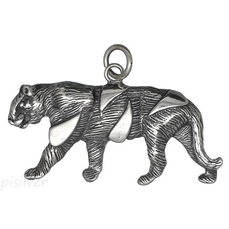 Sterling Silver Tiger Feline Animal Charm Pendant