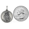 Sterling Silver Antiqued Embossed Saint St Christopher Medal Charm Pendant