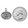 Sterling Silver Antiqued Oval Checkered Flags Charm Pendant
