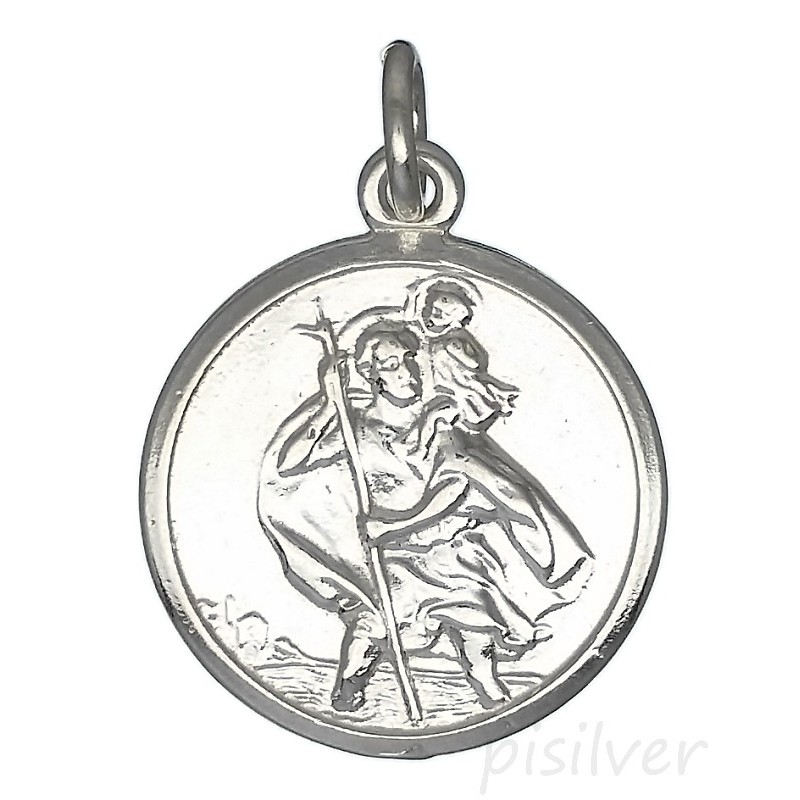 Sterling Silver Embossed Saint St Christopher Medal Charm Pendant