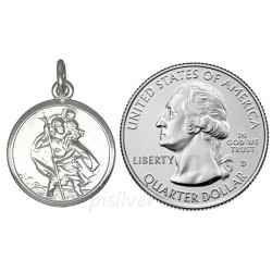 Sterling Silver Embossed Saint St Christopher Medal Charm Pendant