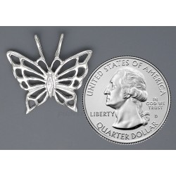 Sterling Silver Open Butterfly Charm Pendant 23mm wide