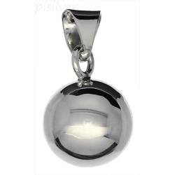 Sterling Silver Small High Polish Ball Bell Rattle Charm Pendant 14mm