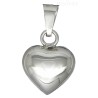 Sterling Silver High Polish Puffed Heart Bell Chime Rattle Charm Pendant