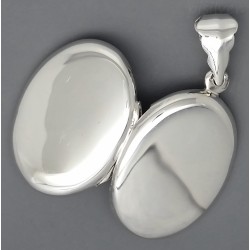 Sterling Silver Flat High Polished Oval Locket Pendant