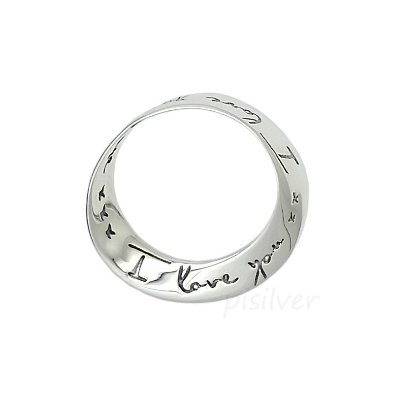 Sterling Silver I Love You More Eternity Infinity Circle Mobius Pendant