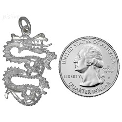 Sterling Silver Diamond-Cut Dragon Charm Pendant