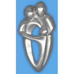 Sterling Silver Family Couple w/ One Child Charm Pendant