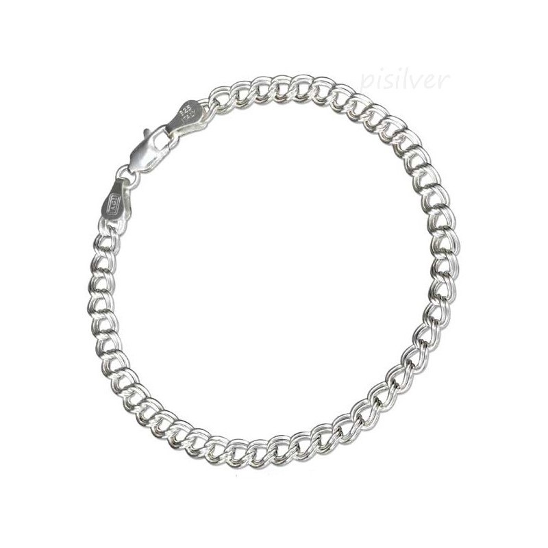 Sterling Silver 7" Charm Link Bracelet 5mm