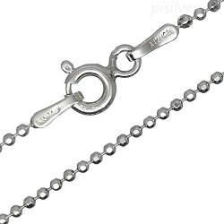 16" Sterling Silver 1.2mm Sparkly Faceted Round Ball Bead Chain Necklace