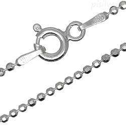 16" Sterling Silver 1.5mm Sparkly Faceted Round Ball Bead Chain Necklace