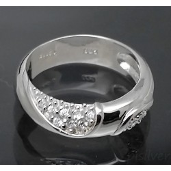 Sterling Silver 2 Half Drops Clusters of CZ Ring size 5