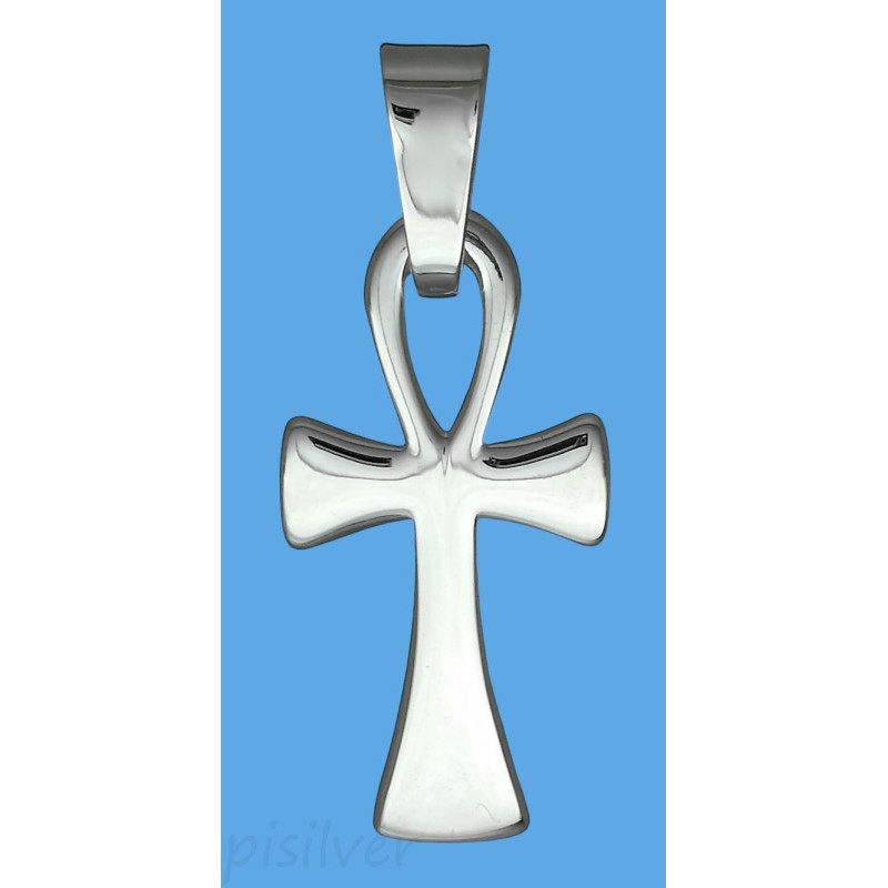 Sterling Silver Plain Ankh Ansate Cross Charm Pendant High Polish