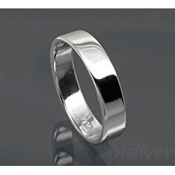Sterling Silver 4mm Plain Flat Wedding Band Ring