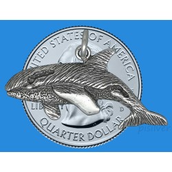 Sterling Silver Orca Killer Whale Animal Charm Pendant Antiqued