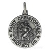 Sterling Silver Saint St Christopher Protect Us Medal Charm Pendant Antiqued