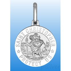 Sterling Silver Saint St Christopher Protect Us Medal Charm Pendant ~0.6"