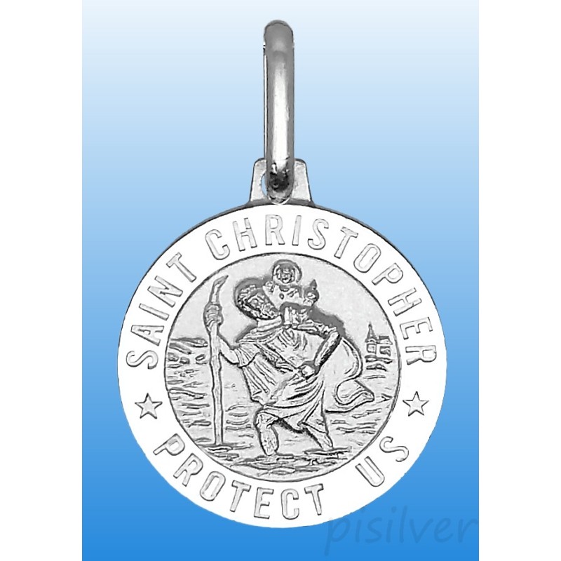 Sterling Silver Saint St Christopher Protect Us Medal Charm Pendant ~0.6"