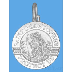 Sterling Silver Saint St Christopher Protect Us Medal Charm Pendant ~3/4"
