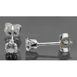 Sterling Silver 3mm Round Clear White CZ Cubic Zirconia Stud Post Earrings 1/4ct