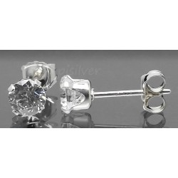 Sterling Silver 4mm Round Clear White CZ Cubic Zirconia Stud Post Earrings 1/2ct