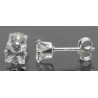 Sterling Silver 4mm Princess Cut Square Clear White CZ Stud Post Earrings 0.8ct