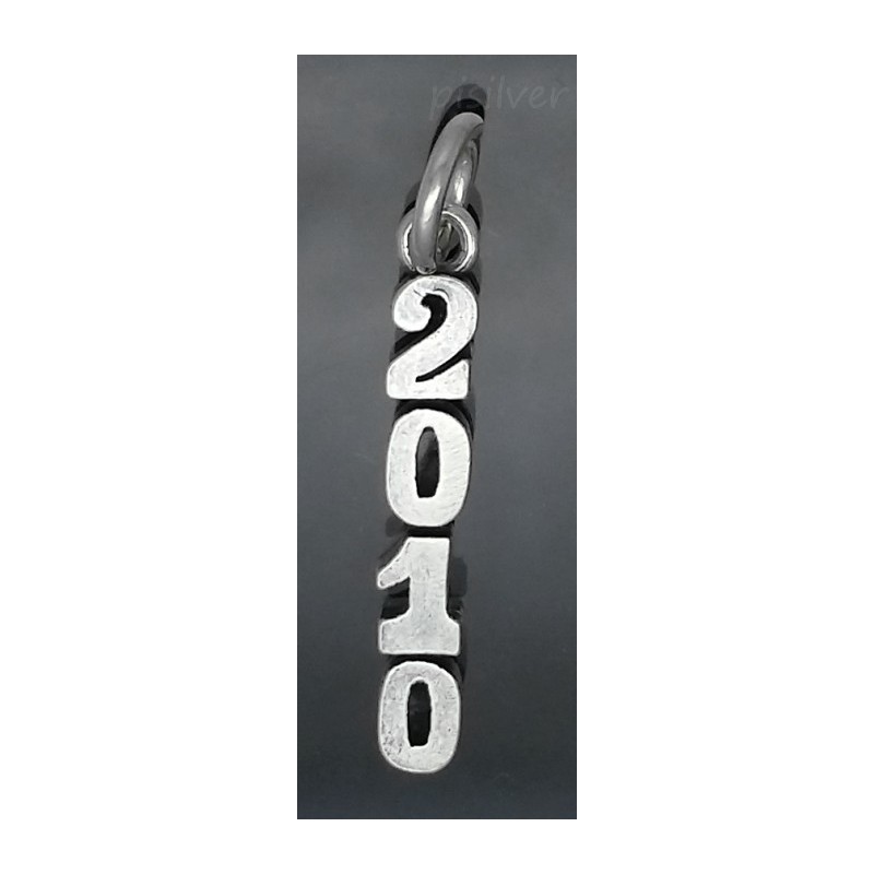 Sterling Silver Vertical Year 2010 Number Charm Pendant