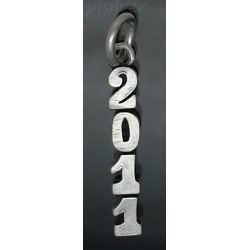 Sterling Silver Vertical Year 2011 Number Charm Pendant
