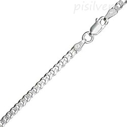 Sterling Silver 3mm Curb Cuban Link Chain Necklace 16" - 30"