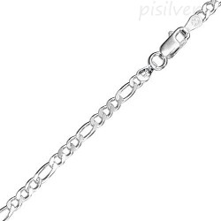 Sterling Silver 3mm Figaro Link Chain Necklace 16" - 30"