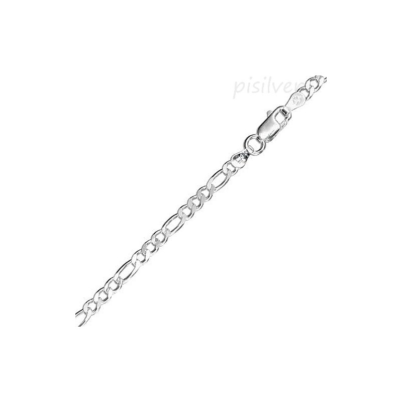 Sterling Silver 3mm Figaro Link Chain Necklace 16" - 30"