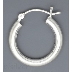 Sterling Silver 20mm Hoop Earrings French Lock 3mm tubing (1 pair)