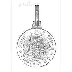 Sterling Silver Saint St Christopher Protect Us Small Charm Pendant