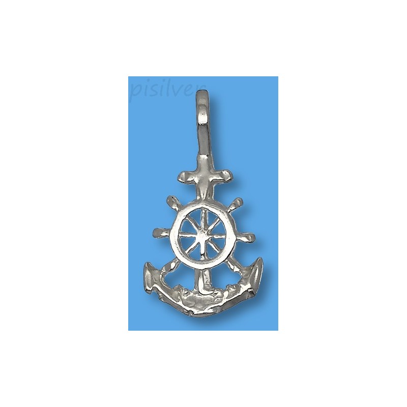 Sterling Silver Small Anchor Cross Charm Pendant