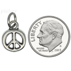 Sterling Silver Small Peace Sign Symbol Charm Pendant