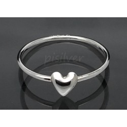 Sterling Silver Domed Heart On Thin Band Ring sizes 4 - 10