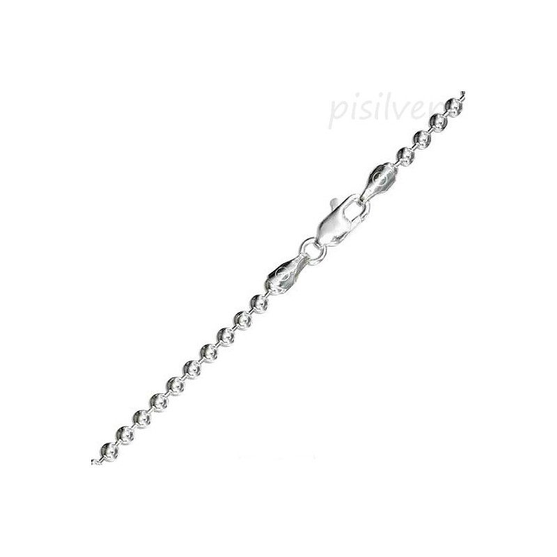 Sterling Silver 7" 3mm Round Ball Bead Chain Bracelet Lobster Claw