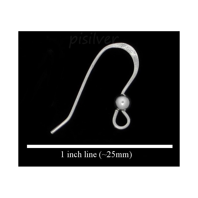 Sterling Silver French Wire Hook Earwire w/Round Bead Earring Finding