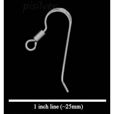 Sterling Silver French Wire Hook Earwire w/ Coil Spring Earring Finding